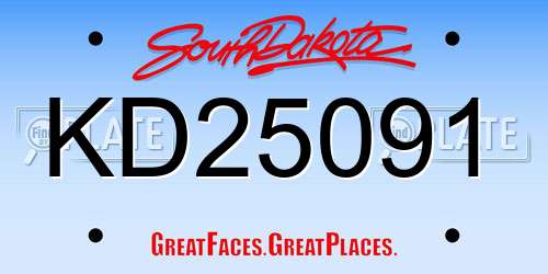 KD25091 South Dakota License Plate
