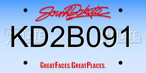 KD2B091 South Dakota License Plate