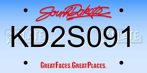 KD2S091 South Dakota License Plate