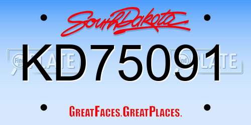 KD75091 South Dakota License Plate