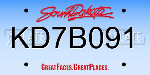KD7B091 South Dakota License Plate