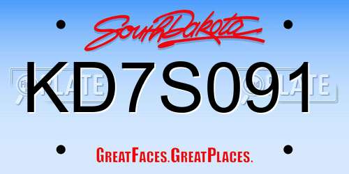 KD7S091 South Dakota License Plate