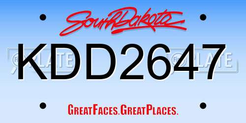 KDD2647 South Dakota License Plate