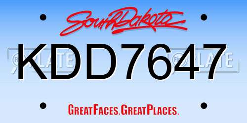 KDD7647 South Dakota License Plate