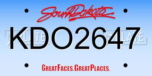 KDO2647 South Dakota License Plate