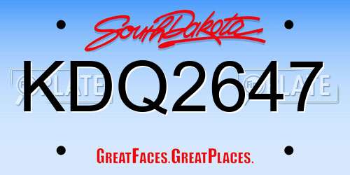 KDQ2647 South Dakota License Plate