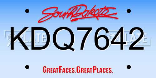 KDQ7642 South Dakota License Plate