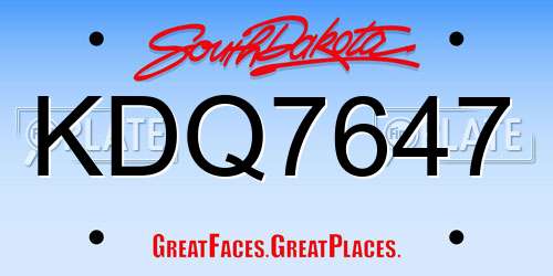 KDQ7647 South Dakota License Plate