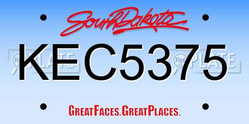 KEC5375 South Dakota License Plate