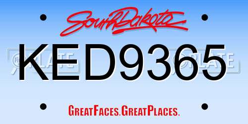 KED9365 South Dakota License Plate