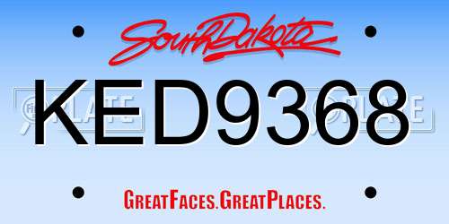 KED9368 South Dakota License Plate
