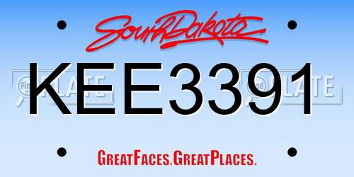 KEE3391 South Dakota License Plate