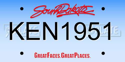 KEN1951 South Dakota License Plate