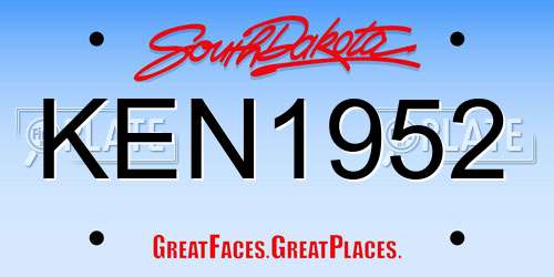 KEN1952 South Dakota License Plate