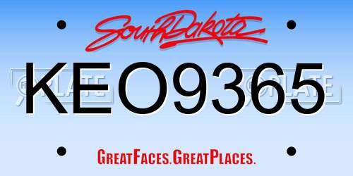 KEO9365 South Dakota License Plate