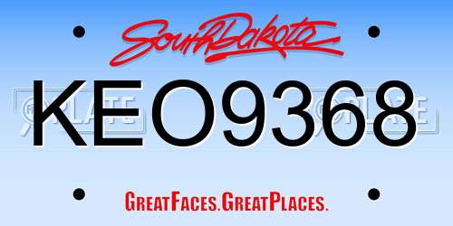 KEO9368 South Dakota License Plate