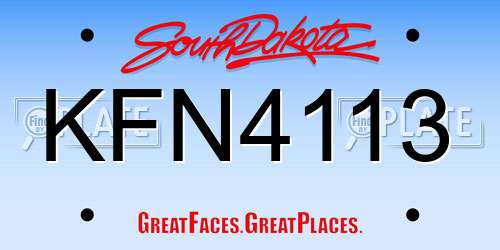 KFN4113 South Dakota License Plate