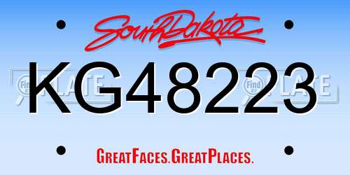 KG48223 South Dakota License Plate