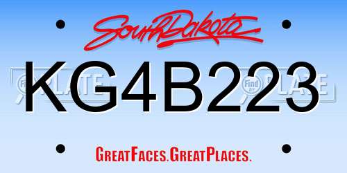 KG4B223 South Dakota License Plate