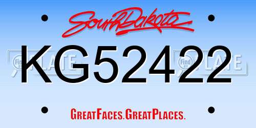 KG52422 South Dakota License Plate