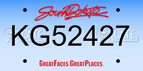 KG52427 South Dakota License Plate