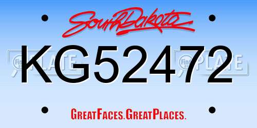 KG52472 South Dakota License Plate