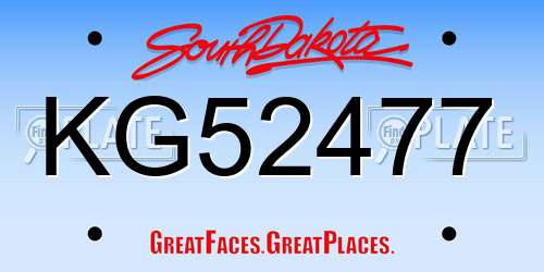 KG52477 South Dakota License Plate