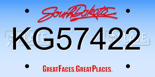 KG57422 South Dakota License Plate