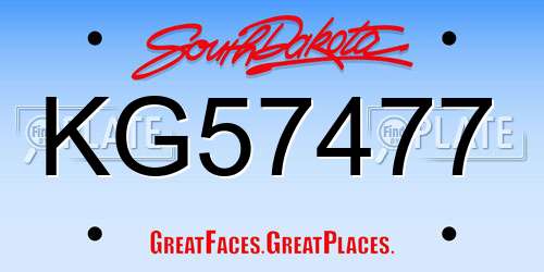 KG57477 South Dakota License Plate