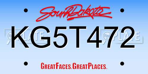 KG5T472 South Dakota License Plate