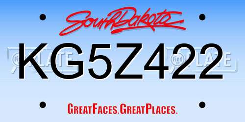 KG5Z422 South Dakota License Plate