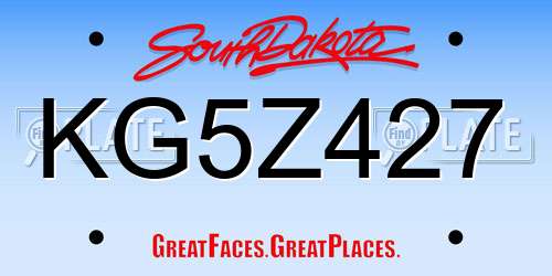 KG5Z427 South Dakota License Plate