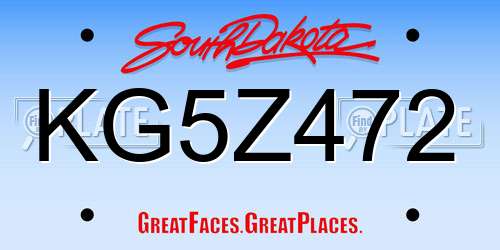 KG5Z472 South Dakota License Plate