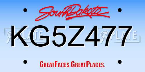 KG5Z477 South Dakota License Plate