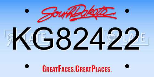 KG82422 South Dakota License Plate