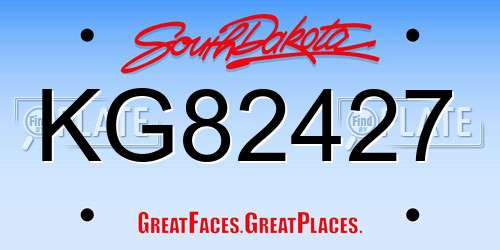 KG82427 South Dakota License Plate