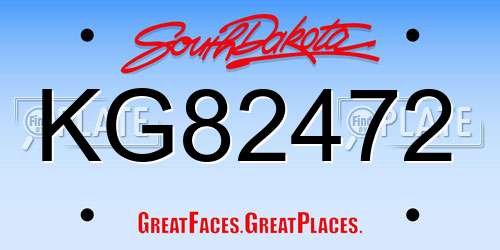 KG82472 South Dakota License Plate