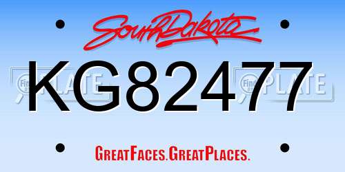 KG82477 South Dakota License Plate