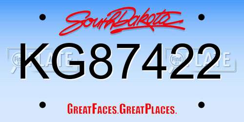 KG87422 South Dakota License Plate