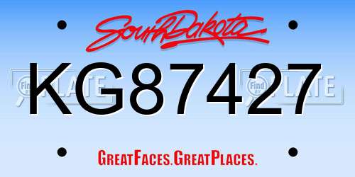 KG87427 South Dakota License Plate