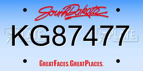 KG87477 South Dakota License Plate
