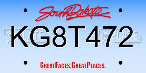 KG8T472 South Dakota License Plate
