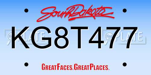 KG8T477 South Dakota License Plate