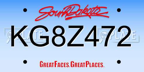 KG8Z472 South Dakota License Plate