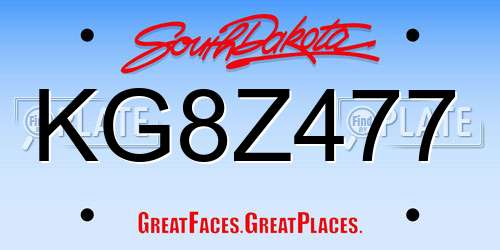 KG8Z477 South Dakota License Plate