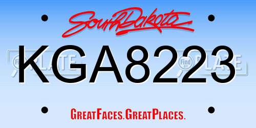 KGA8223 South Dakota License Plate