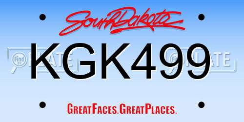 KGK499 South Dakota License Plate