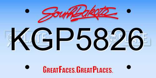 KGP5826 South Dakota License Plate