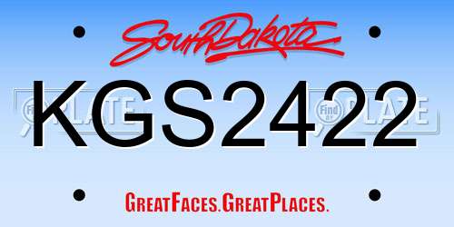 KGS2422 South Dakota License Plate