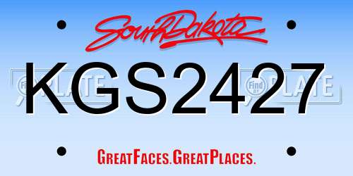 KGS2427 South Dakota License Plate